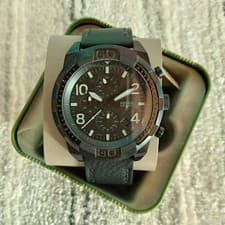 Image of Fossil Mens Bronson Black Leather Watch FS5874 New With Tags