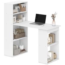 Image of HOMCOM 120cm Computer Desk Bookshelf Writing Table 6 Shelves White