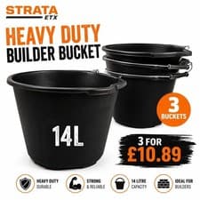 Image of Strata 14L Heavy Duty Builders Bucket 3 Pack Strong Durable Mixing Tub
