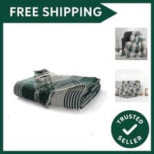 Image of Reversible 100% Cotton Large 150 x 200 cm Tartan Throws for Sofa, Armchair Be...
