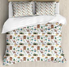 Image of Animal Duvet Cover Set Cheerful Woodland Cartoon
