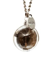 Image of Dandelion Wish Pendant Necklace Glass Orb Silver Chain Jewelry Gift