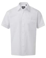 Image of Premier Mens Short Sleeve Easy Care Poplin Shirt Office Work Casual Business