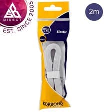 Image of Korbond White Elastic - 20mm x 2m│Ideal for Sewing & Craft Repair Work