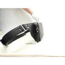 Image of Valentino Garavani VLTN Belt Bag Black Leather Red Logo Crossbody Waist Bag Auth