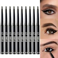 Image of 10pcs Black Eyeliner Pencils Waterproof Smudge Proof Long Lasting Twist Makeup