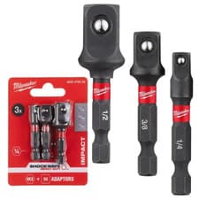 Image of Milwaukee Shockwave Impact Socket Adaptor Set 3pc Heavy-Duty Tool Kit