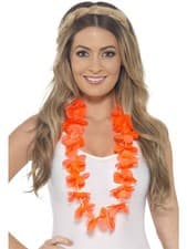 Image of Hawaiian Hula Orange Flower garland / necklace Lei Fancy Dress accessory