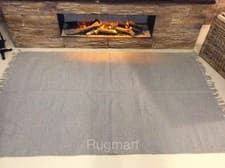 Image of Eco-Friendly Plain GREY Recycled Cotton Rich Reversible Washable Durrie Area Rug