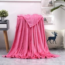 Image of Luxury Solid Flannel Fleece Throw Blanket Sofa Bed Soft Plain Cosy Warm UK