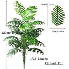 Image of 90-120cm Large Artificial Palm Tree Tropical Fake Plants Green Plastic Palm Leaf