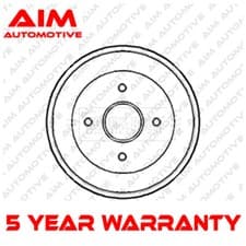 Image of Brake Drum Rear Aim Fits Renault Kangoo 1997- Nissan Kubistar 2003- 4320000QAG