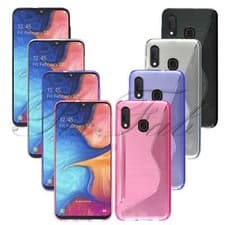 Image of For Samsung Galaxy A20E A202F New Slim Clear Black Fibre Silicone Gel Phone Case
