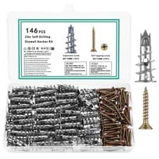 Image of 146 Pcs M4 Self Drilling Plasterboard Fixings Heavy Duty, Metal Plaster Board...