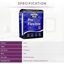 Image of Ultra Tile ProGrout Flexible Waterproof Tile Grout All Purpose 12 Colours