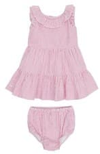 Image of Ralph Lauren Baby Girl Seersucker Pink Stripe Dress Set 18 Months BNWT RRP £95