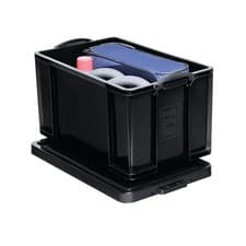 Image of Really Useful 84L Recycled Plastic Storage Box Black 84Black R