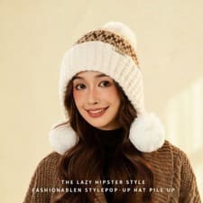 Image of Womens Winter Knitted Beanie with Ear Flaps Warm Fleece Hat for Cold Weather