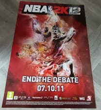 Image of NBA 2K12 Vintage (2011) Game Poster (PS3, XBox 360) Jordan, Johnson, Bird (RARE)