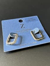 Image of Accessorize 14ct Gold Plated Sparkly Rectangle Hoop Earrings with Cubic Zirconia