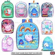 Image of Peppa Pig Back To School Kids Boys Girls Backpacks  3D Hooded Bag Gym Bag