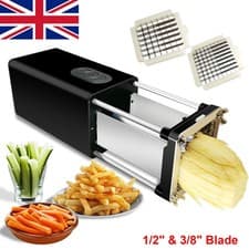 Image of Electric French Fry Cutter Commercial Potato Vegetable Slicer Chopper w/2 Blades