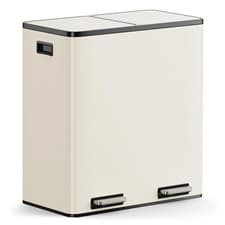 Image of Cream Recycling Kitchen Bin, 60L with Double Compartments VonHaus **SEE DESC**