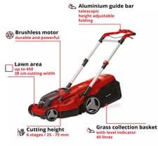 Image of Einhell Cordless Lawn Mower RASARRO 36/38 Professional Lawn Mower GRADED