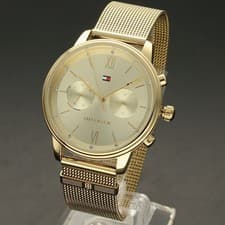 Image of NEW GENUINE TOMMY HILFIGER LADIES WATCH 1782302 GOLD MESH STRAP - 2 Y WARRANTY