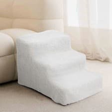 Image of 3 Steps Dog Stairs Pet Steps For Bed Sofa Cats Ladder Ramp with Removable Cover