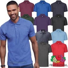 Image of Fruit of the Loom 65/35 Polo Shirts Mens Plain Tee T Shirt | All Colours | S-5XL