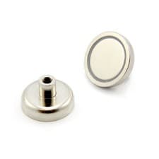 Image of N42 Neodymium Pot Magnet - 32mm dia x 18mm tall x M6 thread - 36.4kg Pull