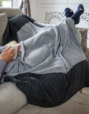 Image of Cable Knit Luxury Throw - Black Grey/Ivory Grey/Ivory Natural