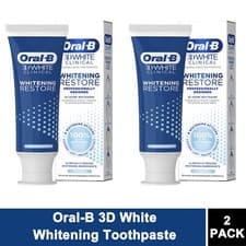 Image of 2 PACK - Oral B 3D White Clininal Whitening Restore Toothpaste Power Fresh 70ml
