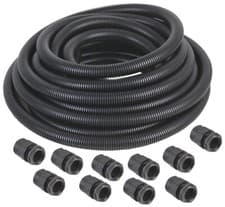 Image of 20 / 25mm Black Flexible Conduit 10m Pack with 10 Glands Electrical Wire IP40