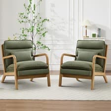 Image of CANMOV Retro Accent Chair Wingback Armchair with Wood Frame for Living Room