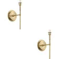 Image of 2 PACK Indoor Antique Brass Plate Wall Light - Dimmable 6W LED E14
