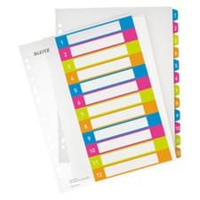 Image of Leitz Multicolour Index Printable WOW PP A4+ tabs 1-12