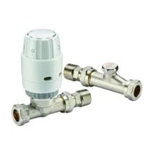 Image of Danfoss RAS-C2 15mm Straight TRV & Lockshield White/Nickel 013G6003