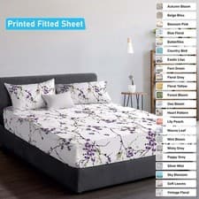 Image of 100% Egyptian Cotton Printed Fitted Sheet Reversible Bed Sheets Double King Size