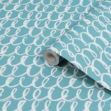 Image of Fresco Sea Swirls Wallpaper Blue Metallic Teal Geometric Smooth Kids Adults Room
