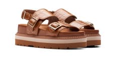 Image of BNIB Clarks Ladies ORIANNA GLIDE Tan Interest Leather Sandals