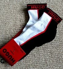 Image of 2 Pairs : HUGO BOSS Short Ankle CUSHIONED SPORTS Socks White / Black HB20