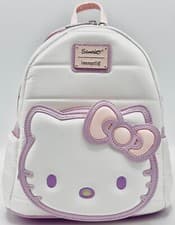 Image of Loungefly Hello Kitty Quilted Texture Mini Backpack Sanrio Bag Pastel Pink Bow