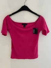 Image of BNWT Atmosphere UK 6 Off Shoulder Rib Bardot Top Blouse pink