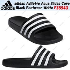Image of adidas Adilette Aqua Slides Core Black Footwear White F35543 Men's Size