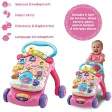 Image of VTech Baby 2-in-1 First Steps Baby Walker [Pink] with Play& Learn Activity Panel