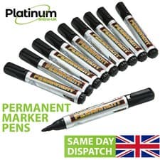 Image of Permanent Marker Pens Black - Bullet Tip - High Quality Fine Waterproof Markers