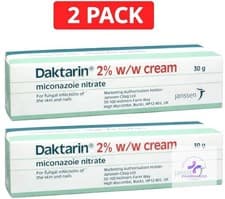 Image of 2 x 30g (60g) Daktarin Cream (Miconazole) Athletes Foot Antifungal Infection-