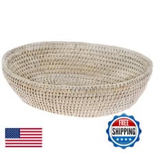 Image of Kouboo 1020035 La Jolla Small White-Wash Rattan Bread Basket